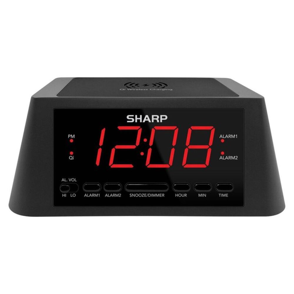 MagSafe Compatible Wireless Charging LED Alarm Clock with USB Port - Black